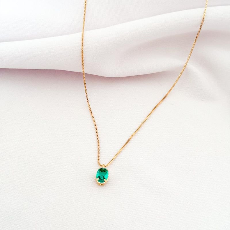 COLAR OVAL 6X8 45CM EM OURO 18K