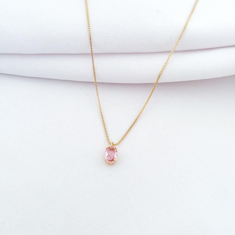 COLAR OVAL 6X8 45CM EM OURO 18K