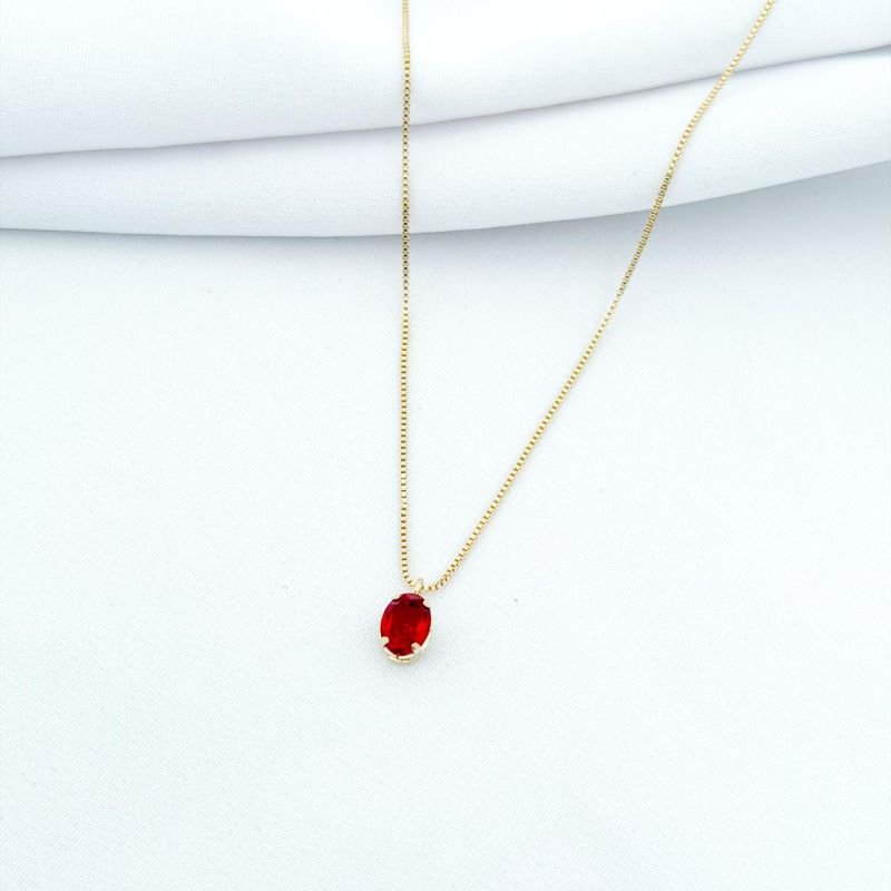 COLAR OVAL 6X8 45CM EM OURO 18K