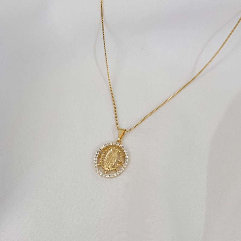 COLAR PINGENTE COM NOSSA SRA DE GUADALUPE EM OURO 18K