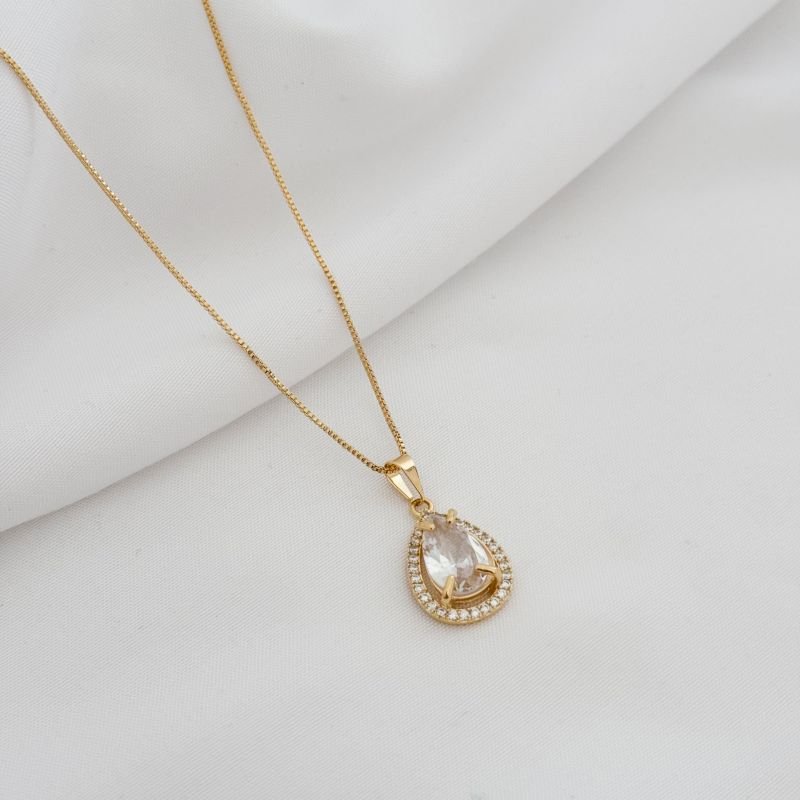 COLAR PINGENTE GOTA 12X8 EM OURO 18K