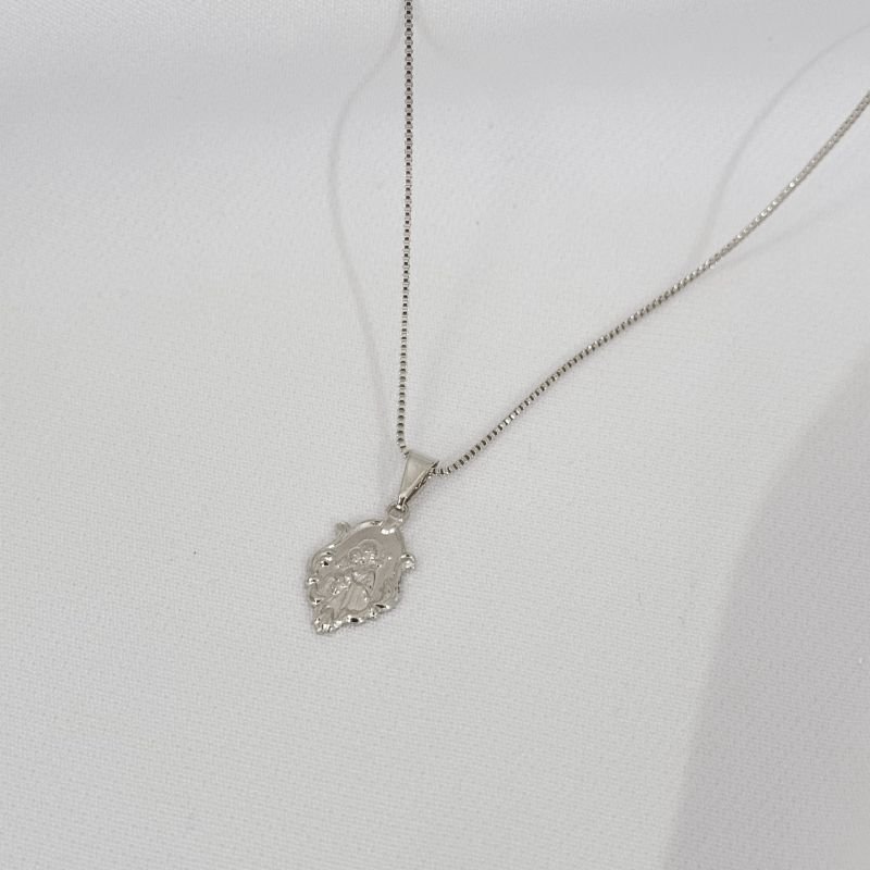 COLAR PINGENTE SAO CRISTOVAO EM RÓDIO BRANCO