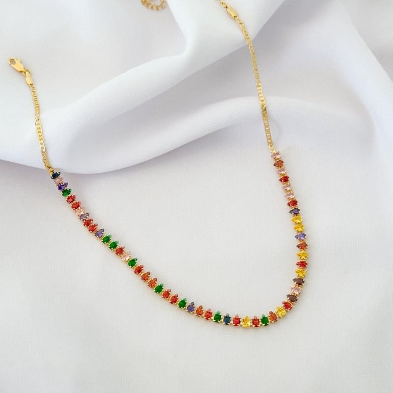 COLAR RIVIERA GOTAS COLORS COM GUCCI EM OURO 18K