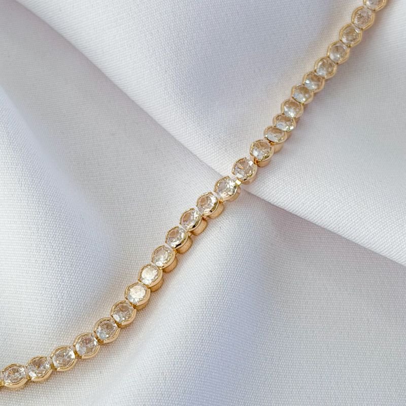 COLAR RIVIERA REDONDA 4MM 40+10 EM OURO 18K