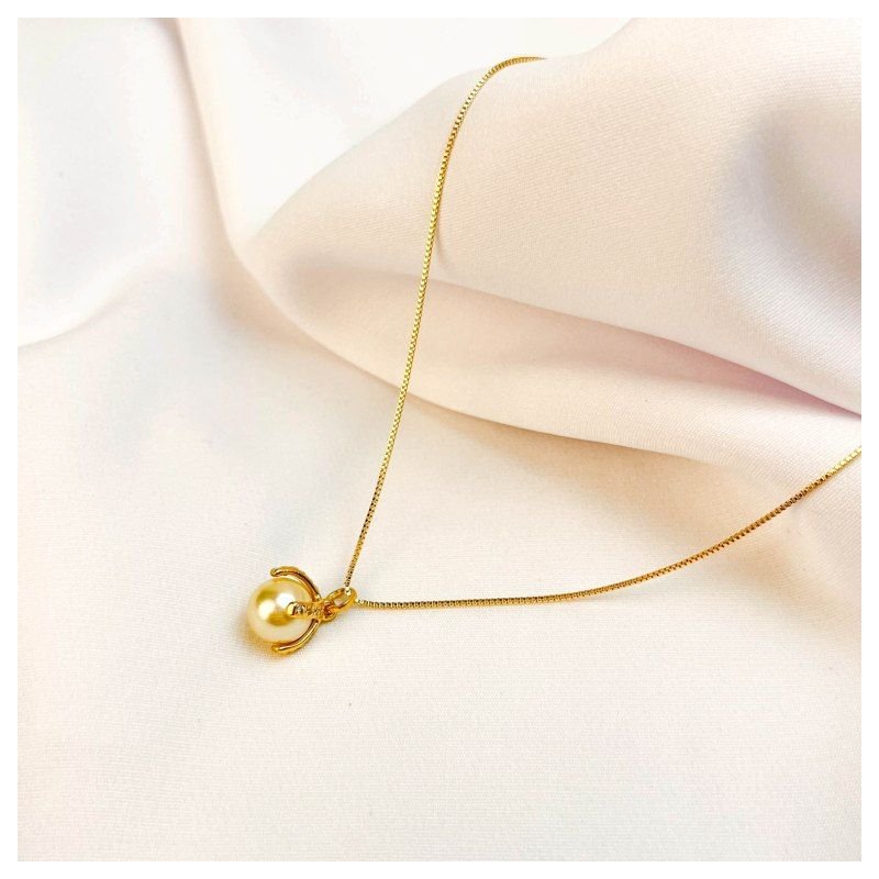 COLAR SOLITÁRIO PEROLA COM GARRAS VENEZIANA 45CM