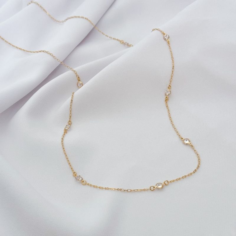 COLAR TIFFANY ZIRCONIAS 70CM EM OURO 18K