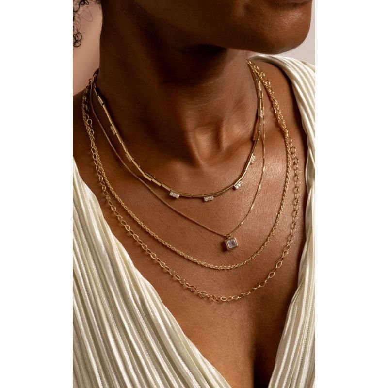 COLAR TUBINHO COM ZIRCONIAS EM OURO 18K