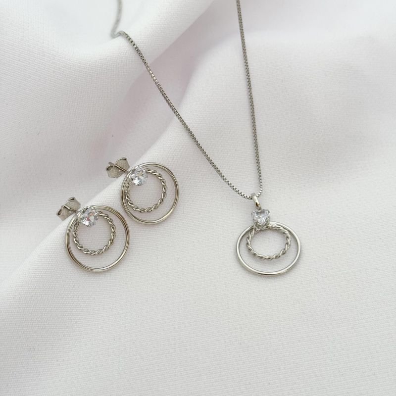 CONJUNTO 2 AROS DE FIO EM RÓDIO BRANCO