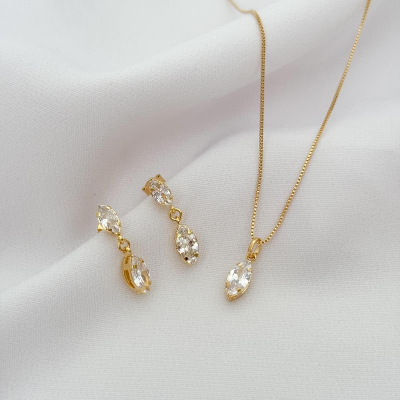 CONJUNTO 2 PEDRA OVAL EM OURO 18K