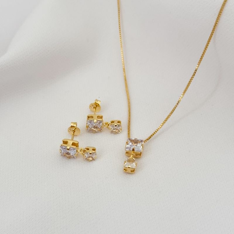 CONJUNTO CARRE DUPLO EM OURO 18K