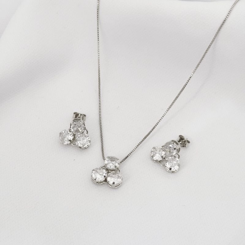 CONJUNTO COM 3 PONTO DE LUZ EM RÓDIO BRANCO