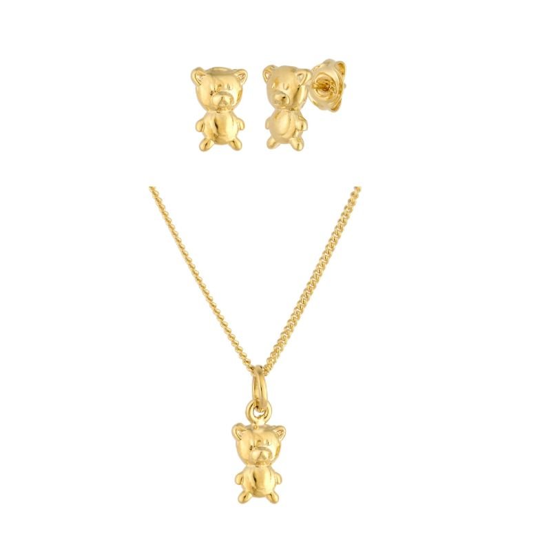 CONJUNTO DE URSINHO INFANTIL EM OURO 18K