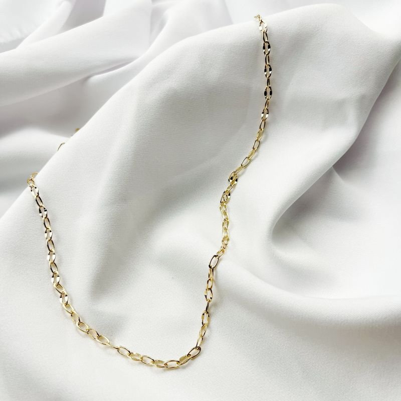 CORR CADEADO ALTERNADO BALÃO 1X10,80MM 45CM EM OURO 18K