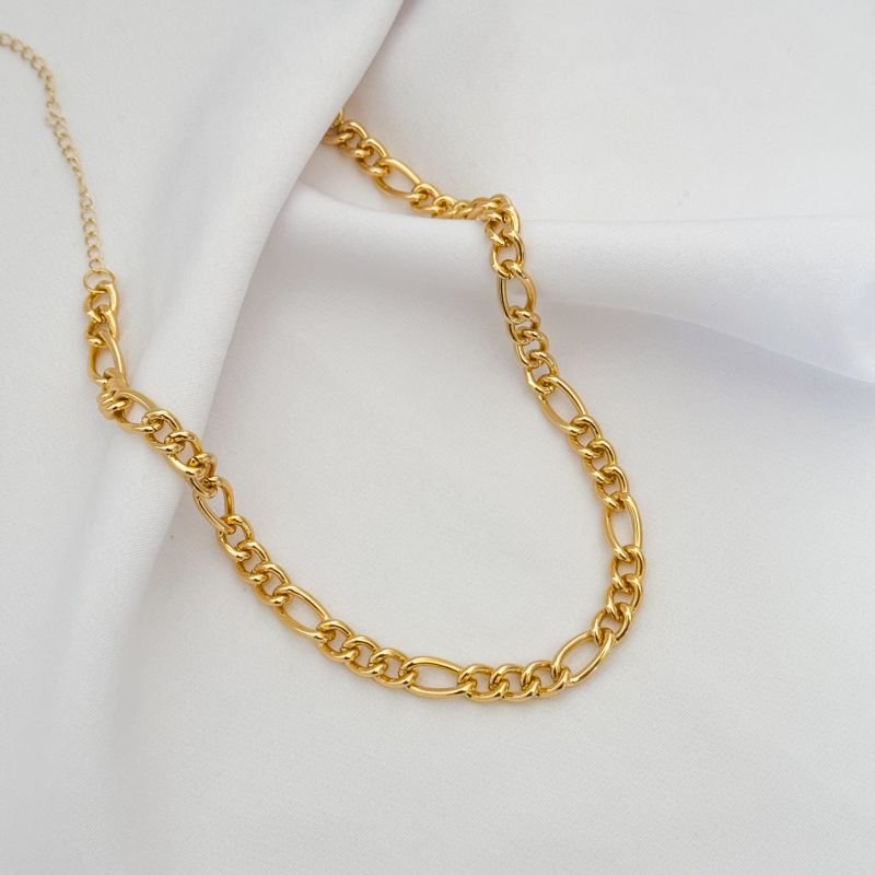 CORRENTE ALUMINIO 13MMX7MM EM OURO 18K