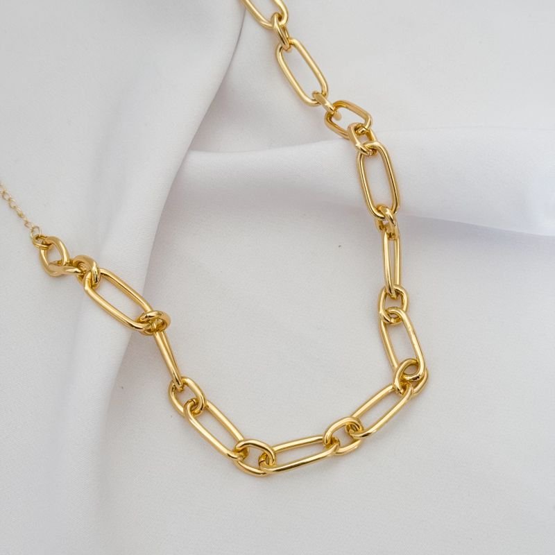 CORRENTE ALUMINIO CARTIER LONGA 23MMX10MM EM OURO 18K