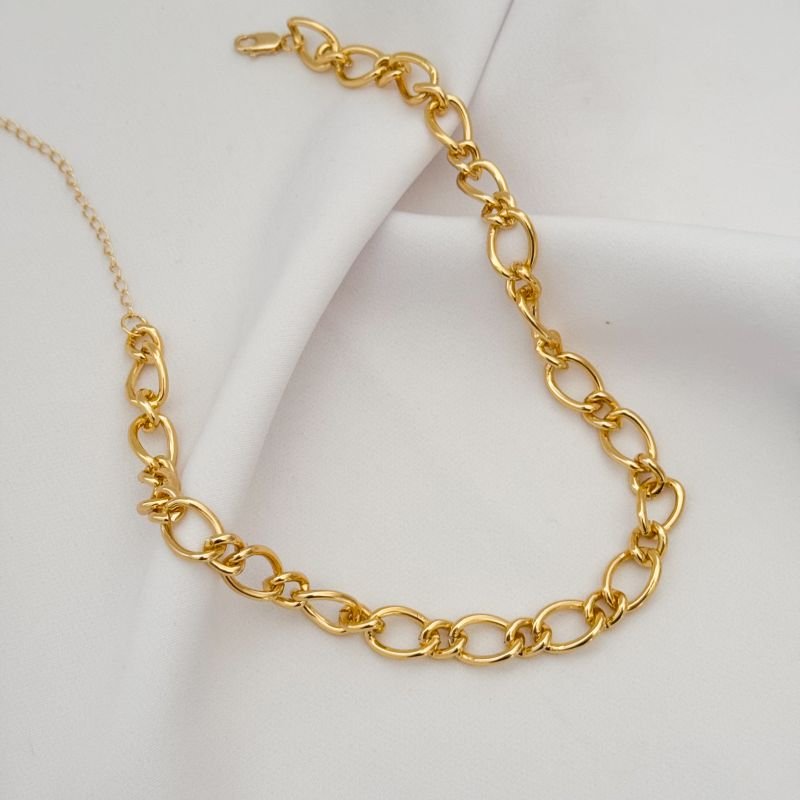 CORRENTE ALUMINIO ELO LONGO EM OURO 18K