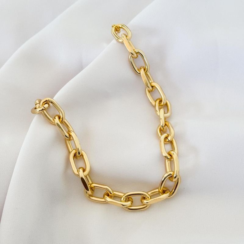 CORRENTE ALUMINIO ELOS OVAIS EM OURO 18K