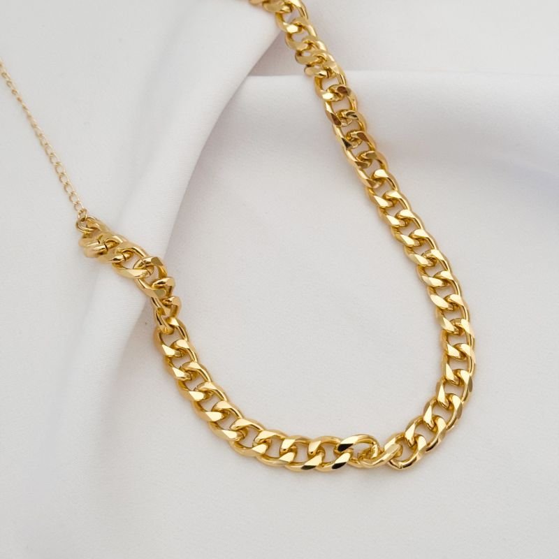 CORRENTE ALUMINIO GROUMET EM OURO 18K