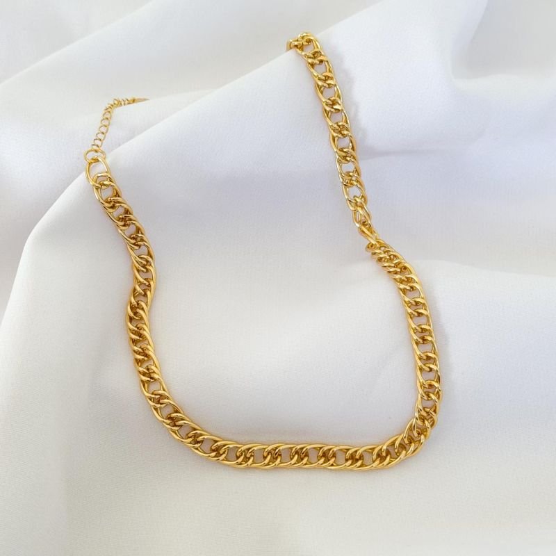 CORRENTE ALUMINIO GRUMET FINA EM OURO 18K