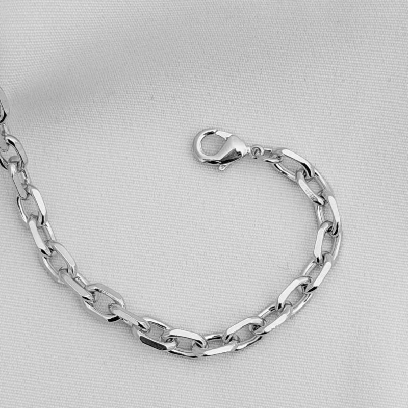 CORRENTE ELO MASCULINO 22CM EM RÓDIO BRANCO