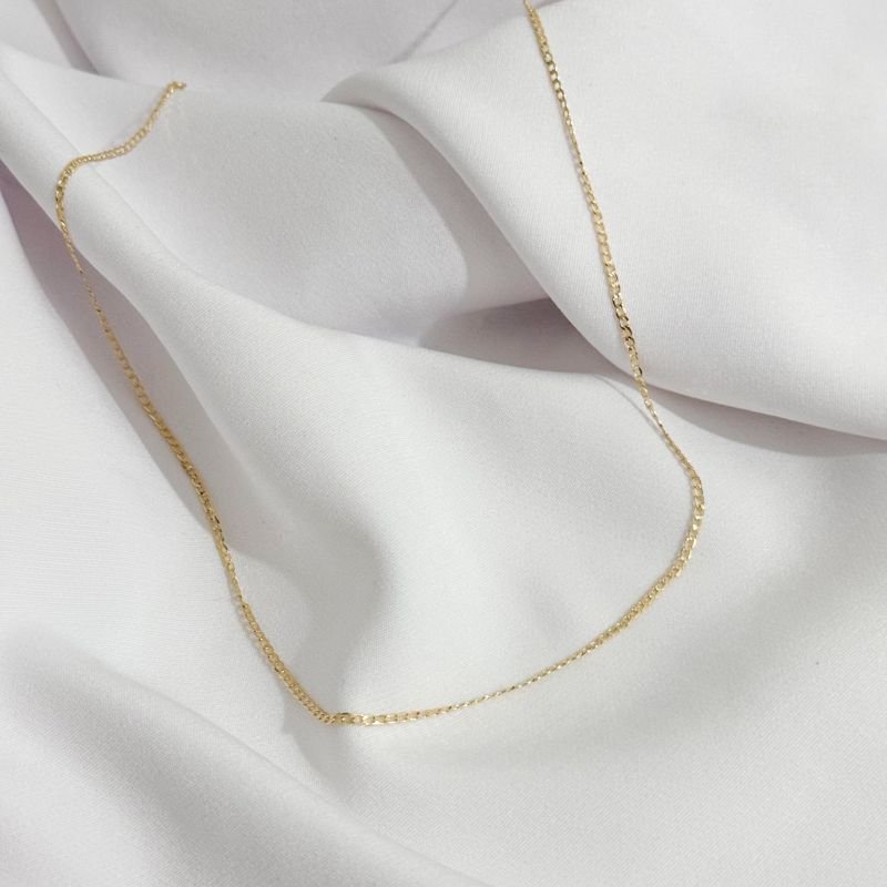 CORRENTE GROUMET FINA 45CM EM OURO 18K