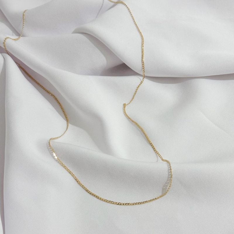 CORRENTE GROUMET FINA COM 80CM EM OURO 18K