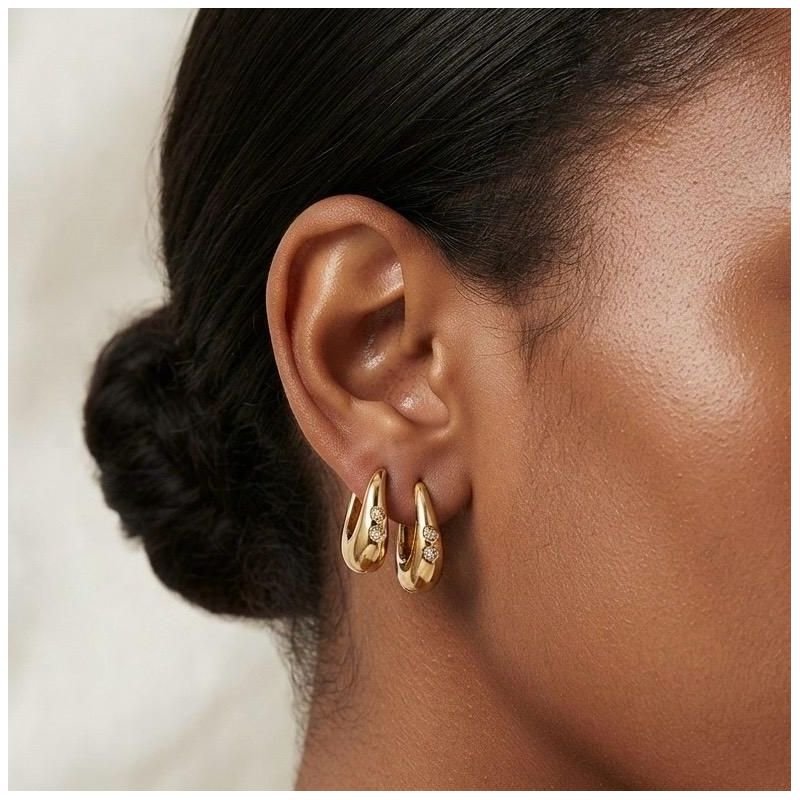DUPLA ARTICULADA HARPA C/ ZIRCONIAS EM OURO 18K