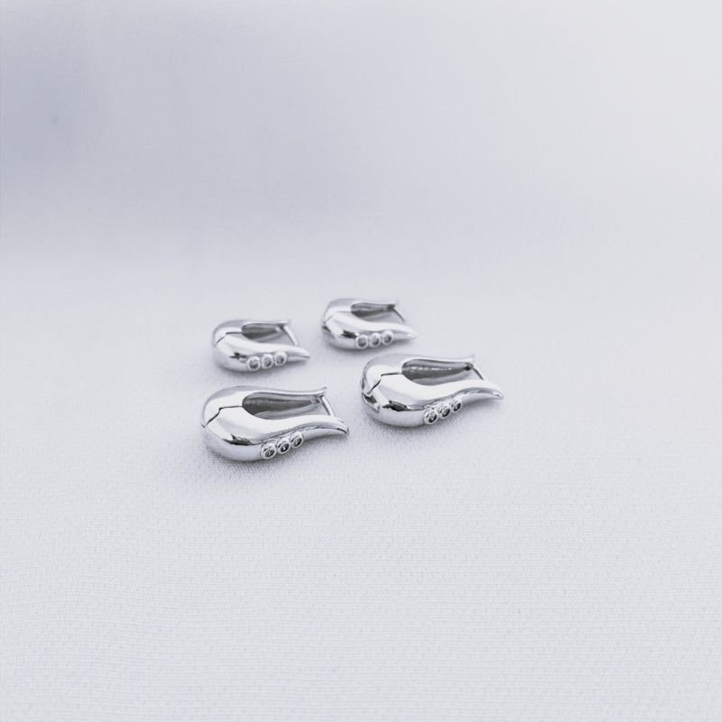 DUPLA ARTICULADA HARPA C/ ZIRCONIAS EM RÓDIO BRANCO