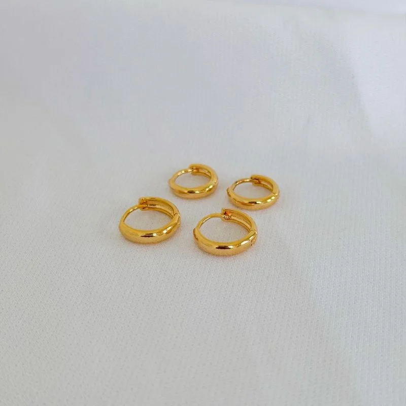 DUPLA ARTICULADA LISA FIO REDONDO MEDIO EM OURO 18K