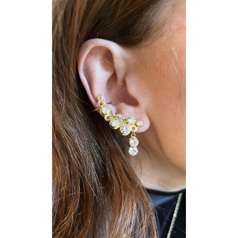 EARCUFF ZIRCÔNIAS EM OURO 18K