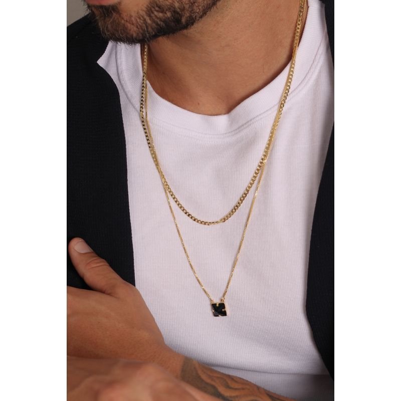 ESCAPULARIO GEOMETRICO DUO BLACK EM OURO 18K