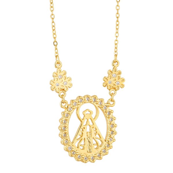COLAR NOSSA SENHORA CRAVEJADO EM OURO 18K