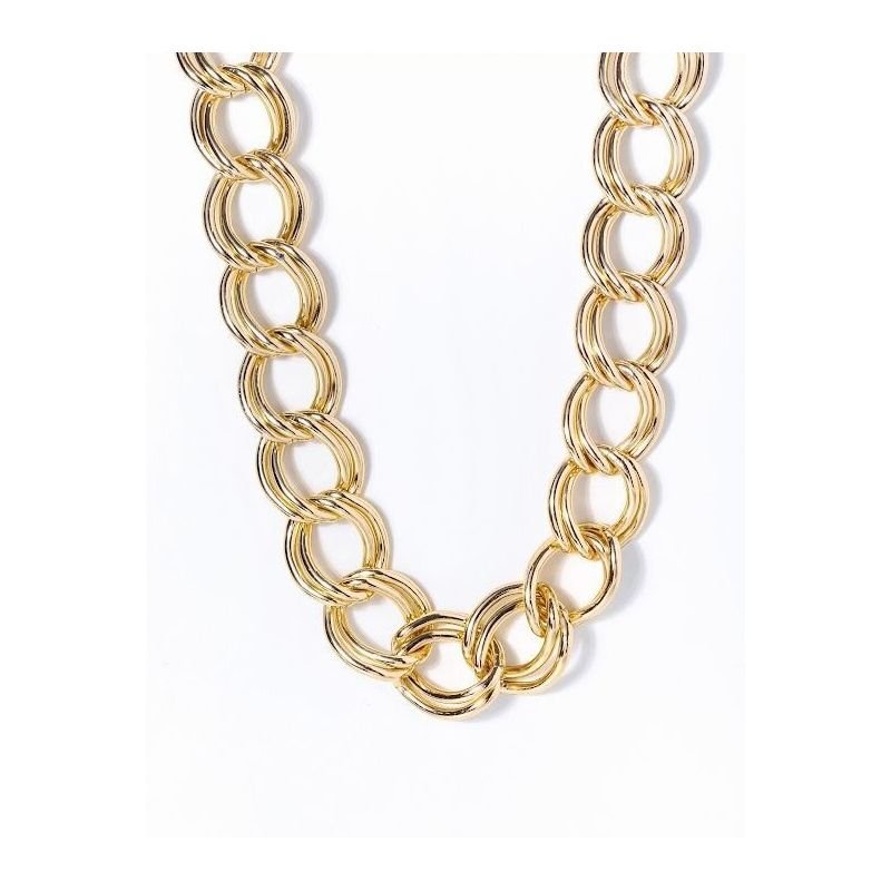 COLAR ELOS DUPLOS REDONDOS EM OURO 18K