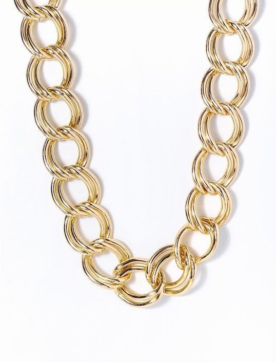 COLAR ELOS DUPLOS REDONDOS EM OURO 18K