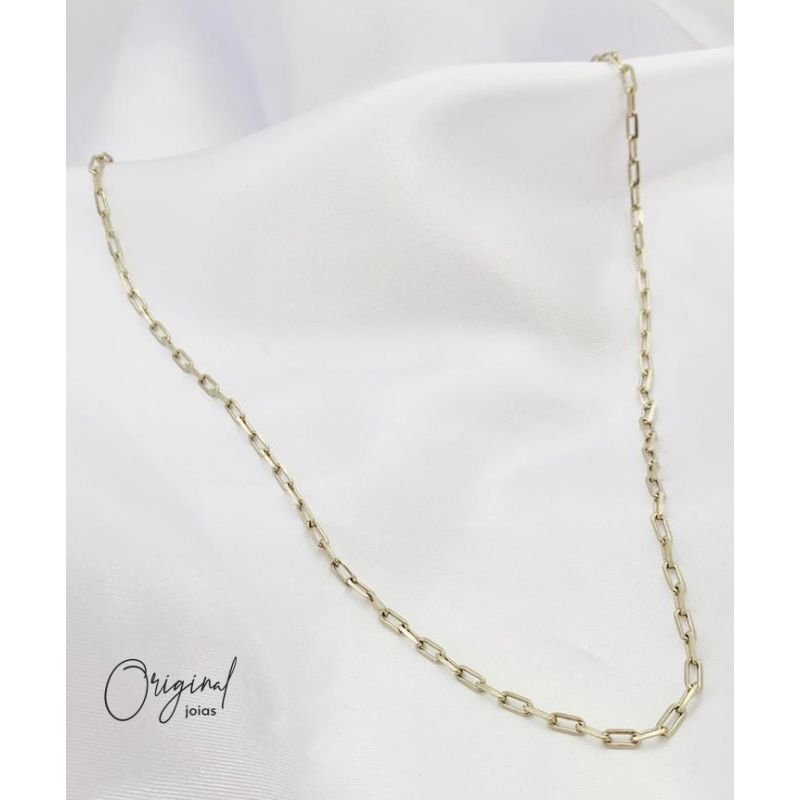 CORRENTE CADEADO CARTIER 0,5MM - 40CM + 5 CM EXTENSOR EM RÓDIO BRANCO