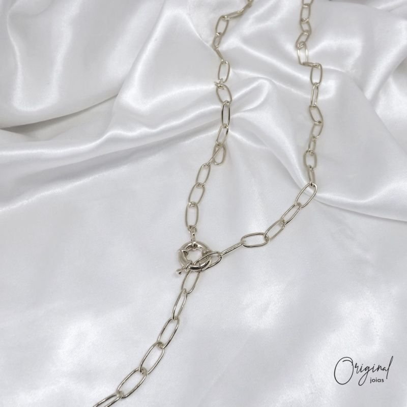 COLAR CARTIER ELOS ABERTOS COM FECHO BOIA 2 EM 1 EM RÓDIO BRANCO