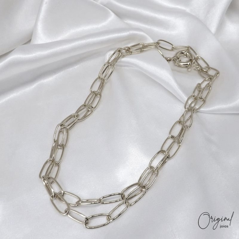 COLAR CARTIER ELOS ABERTOS COM FECHO BOIA 2 EM 1 EM RÓDIO BRANCO