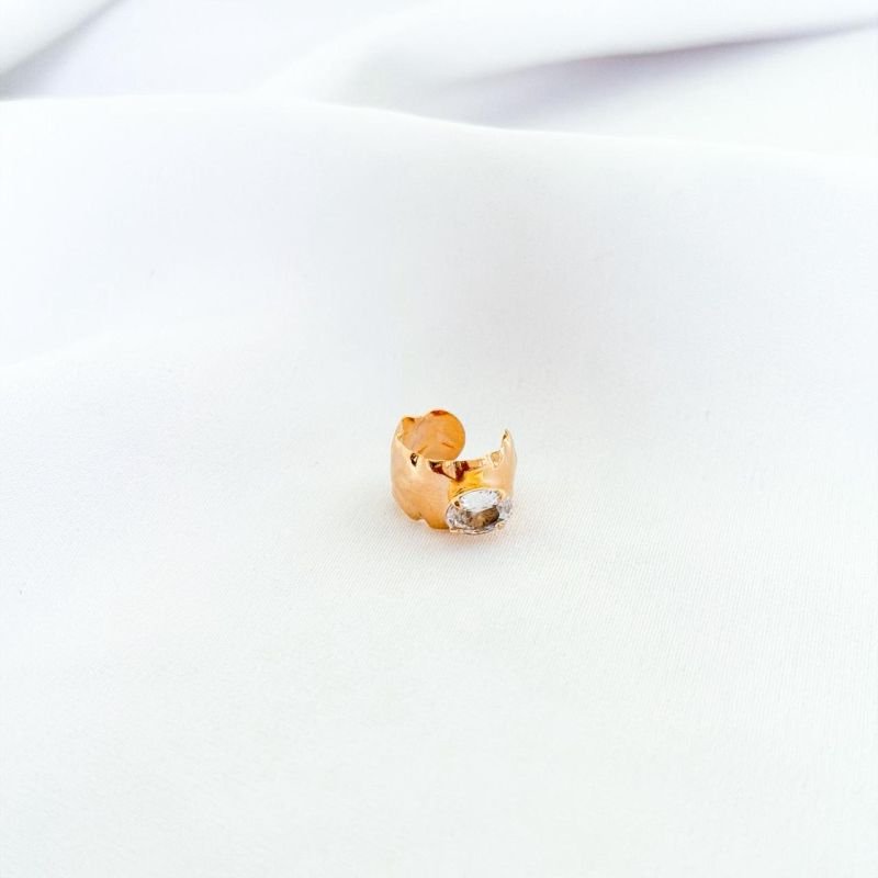 PIERCING TRABALHADO C/ OVAL ZIRCONIA EM OURO 18K