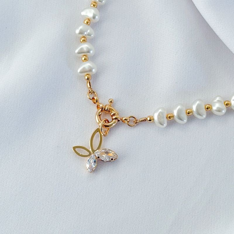 PINGENTE ASA BORBOLETA COM ZIRCONIA NAVETE EM OURO 18K