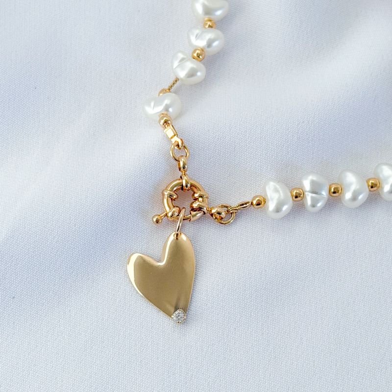 PINGENTE CORAÇÃO LISO COM ZIRCONIA NA PONTA 2MM EM OURO 18K
