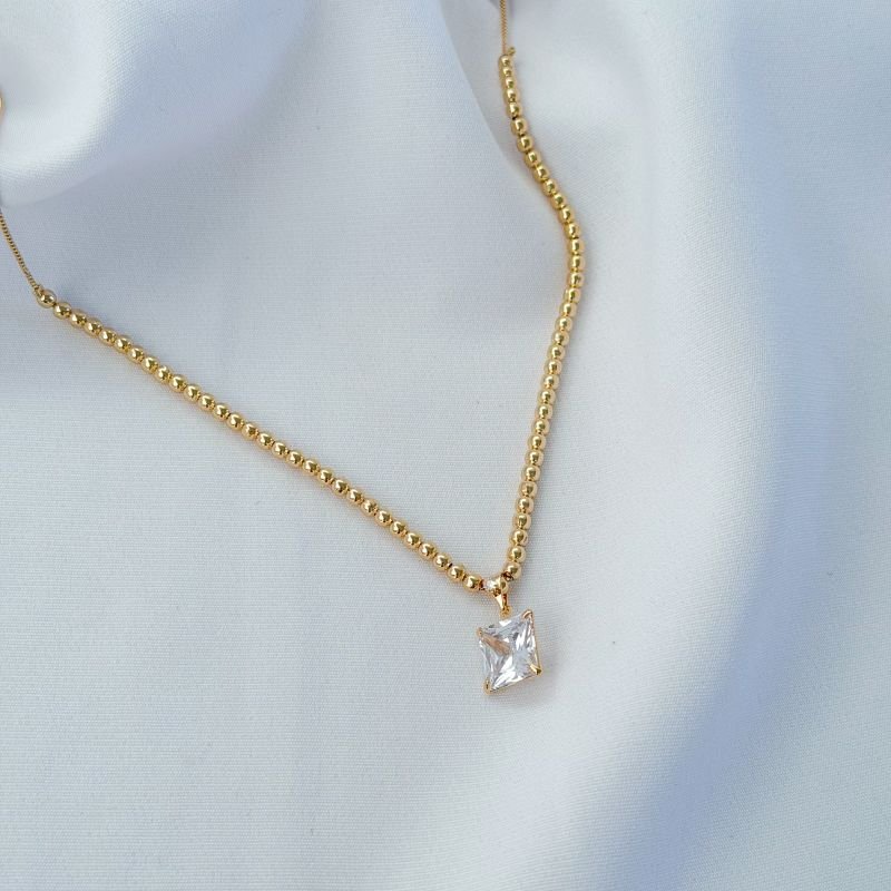 PINGENTE PONTO DE LUZ QUADRADO 10MM EM OURO 18K