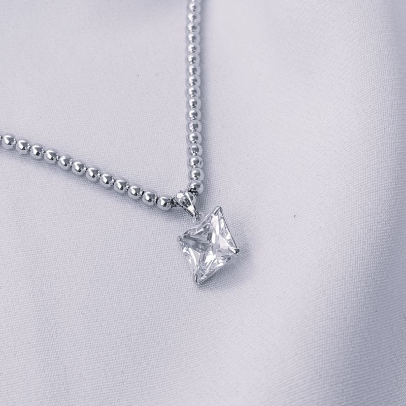 PINGENTE PONTO DE LUZ QUADRADO 10MM EM RÓDIO BRANCO