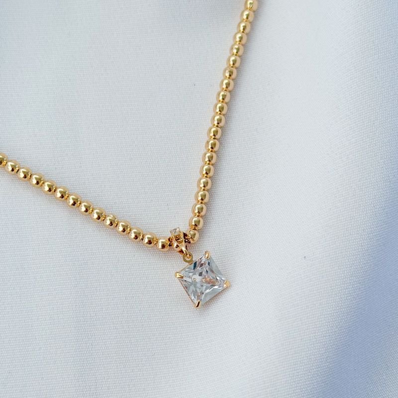 PINGENTE PONTO DE LUZ QUADRADO 8MM EM OURO 18K