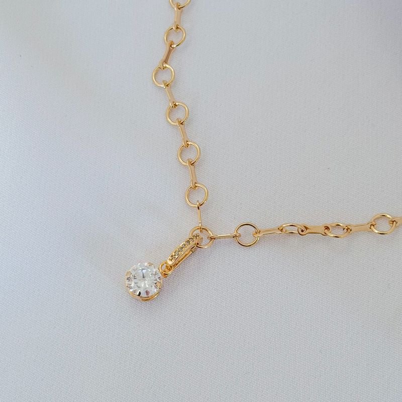 PINGENTE ZIRCONIA REDONDO 8MM EM OURO 18K