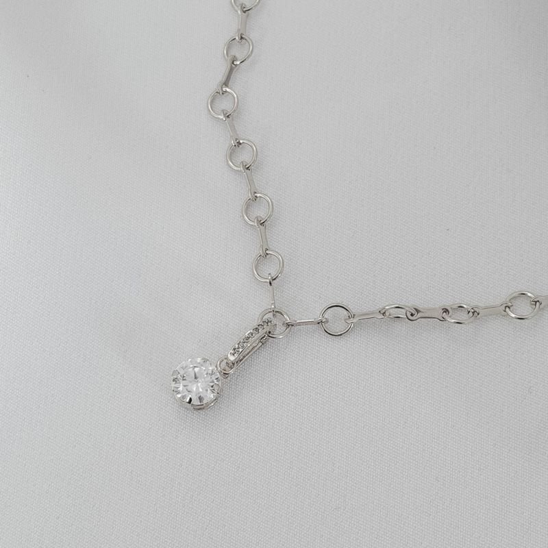 PINGENTE ZIRCONIA REDONDO 8MM EM RÓDIO BRANCO