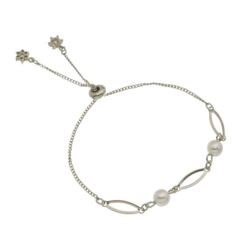 PULSEIRA ELOS E PEROLAS EM RÓDIO BRANCO