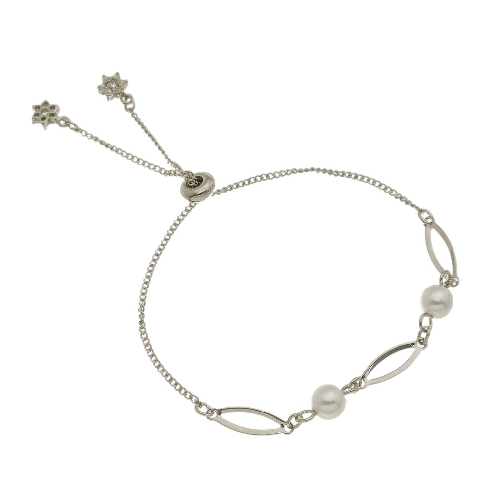 PULSEIRA ELOS E PEROLAS EM RÓDIO BRANCO