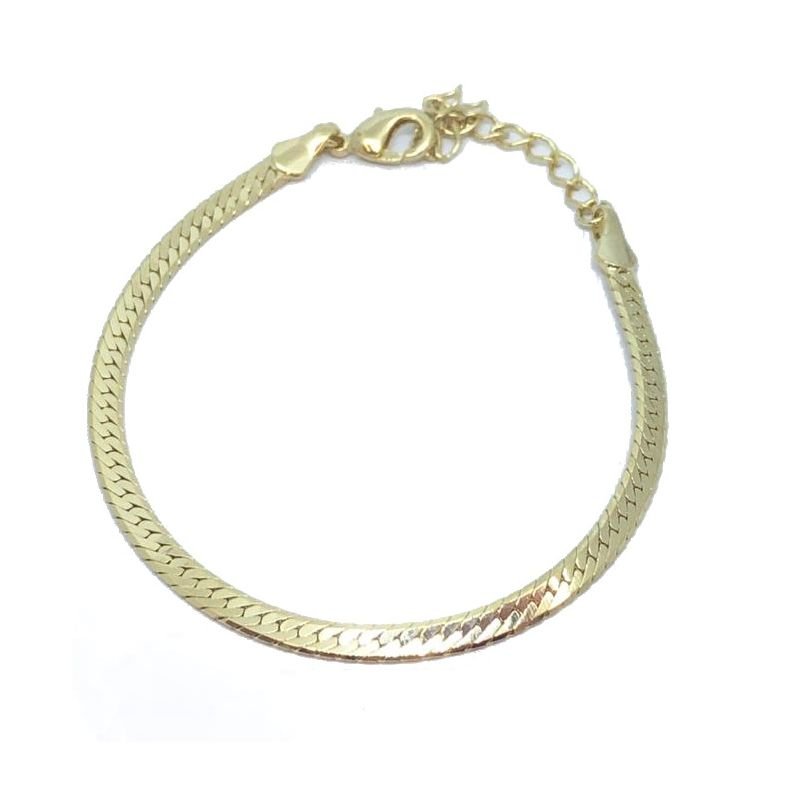 PULSEIRA ACHATADA ESCAMADA EM OURO 18K