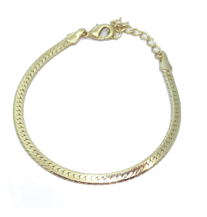 PULSEIRA ACHATADA ESCAMADA EM OURO 18K