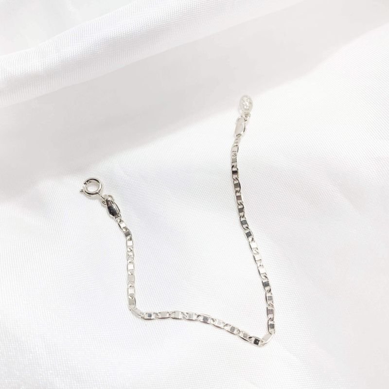 PULSEIRA INFANTIL CORRENTE GUCCI FINA 14CM EM RÓDIO BRANCO